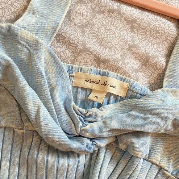 Painted Threads Blue Fitted Ruched Tank Top - Picture 2 of 3